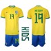 Cheap Brazil Antony #19 Home Football Kit Children World Cup 2022 Short Sleeve (+ pants)